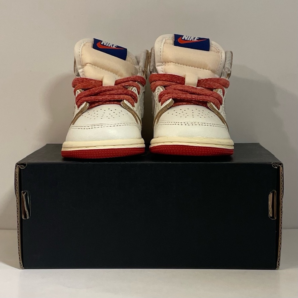 [BRAND NEW] AIR JORDAN 1 RETRO HIGH OG RARE AIR SAIL CINNABAR TODDLER SIZE 4C - Picture 9 of 15
